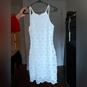 Guess, size 6, white dress, gold zipper